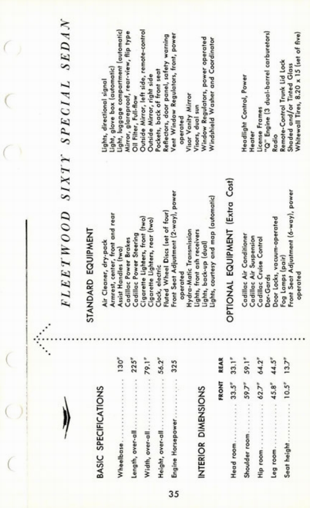 1960 Cadillac Salesmans Data Book Page 40